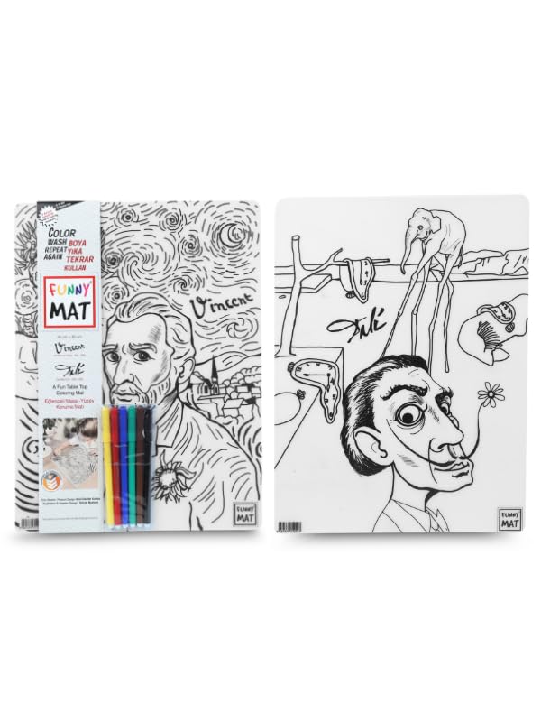 Funny Mat Vincent Van Gogh & Salvador Dali, 30X40Cm, 6'Lı Kalemli