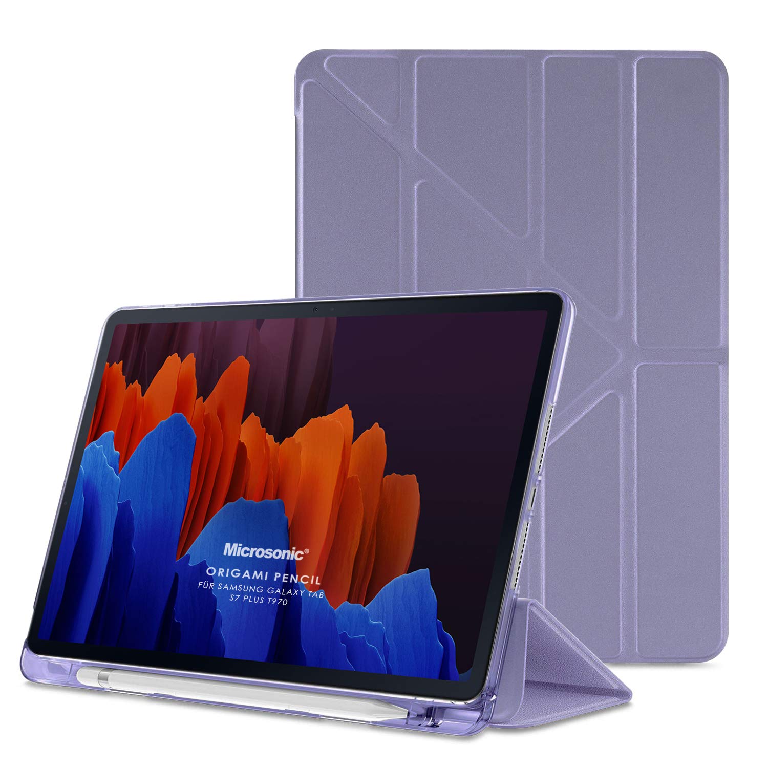 Microsonic Samsung Galaxy Tab S9 Ultra X910 için Kılıf Origami Pencil Lila [Galaxy Tab S9 Ultra X910 ile Uyumlu Kılıf - Lila]