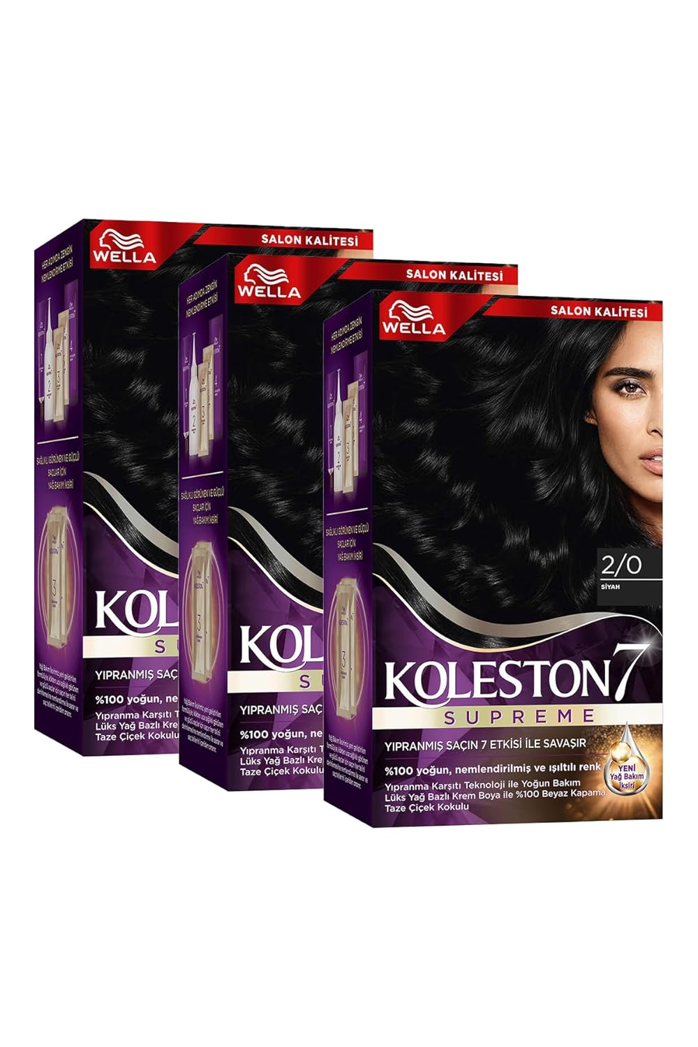 Wella Koleston Supreme Saç Boyası 2/0 Siyah x3' li Set
