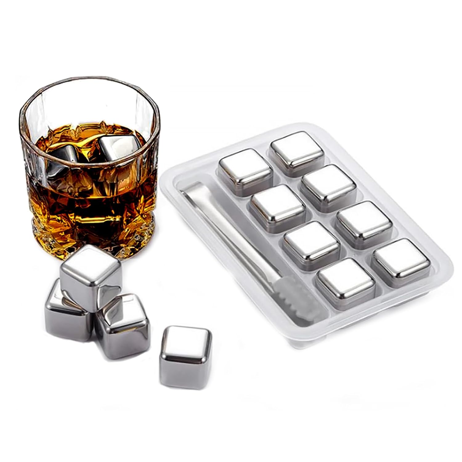 Coverzone 6'lı Küp Paslanmaz Çelik Buz Kalıbı Sulandırmayan Erimeyen Buz Küp (6'lı Küp) Maşa DAHİL DEĞİLDİR