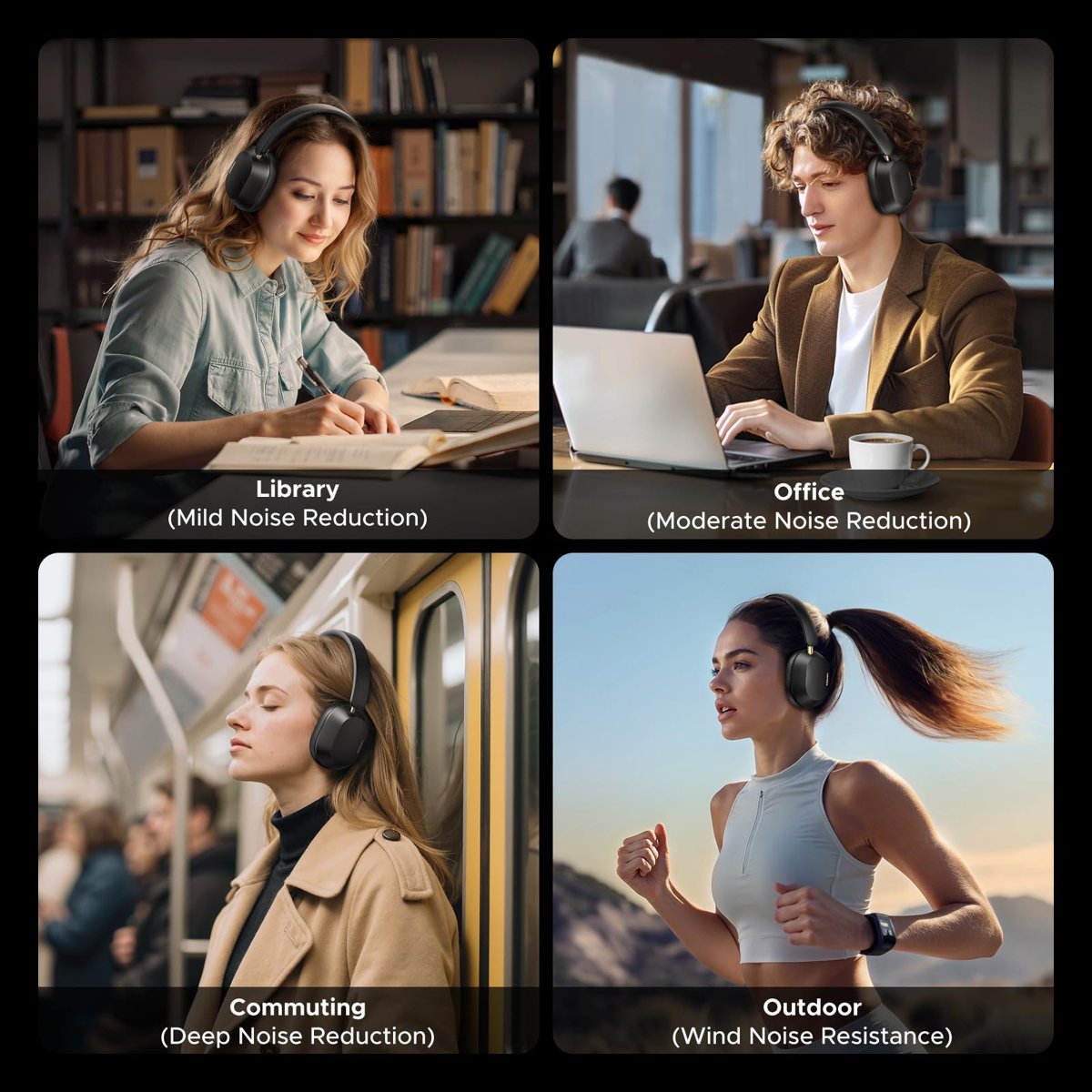 UGREEN HiTune Max5C Kulaklıklar Kablosuz, 75H Çalma Süresi, Uyarlanabilir Gürültü Engelleme, Yüksek Çözünürlüklü Ses Bluetooth 5.4 Kulak Üstü Kulaklıklar, Uygulama ile Özel EQ Çoklu Bağlantı