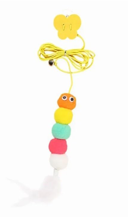 Busstier Kendinden Yapışkanlı Kapı Kedi Oyuncağı, Elastik İpli ve Peluş Fareli Ayarlanabilir Kedi Oltası, Evde Yalnız Kalan Kediler İçin Avcılık İçgüdüsü Geliştirici Etkileşimli Egzersiz Oyuncağı