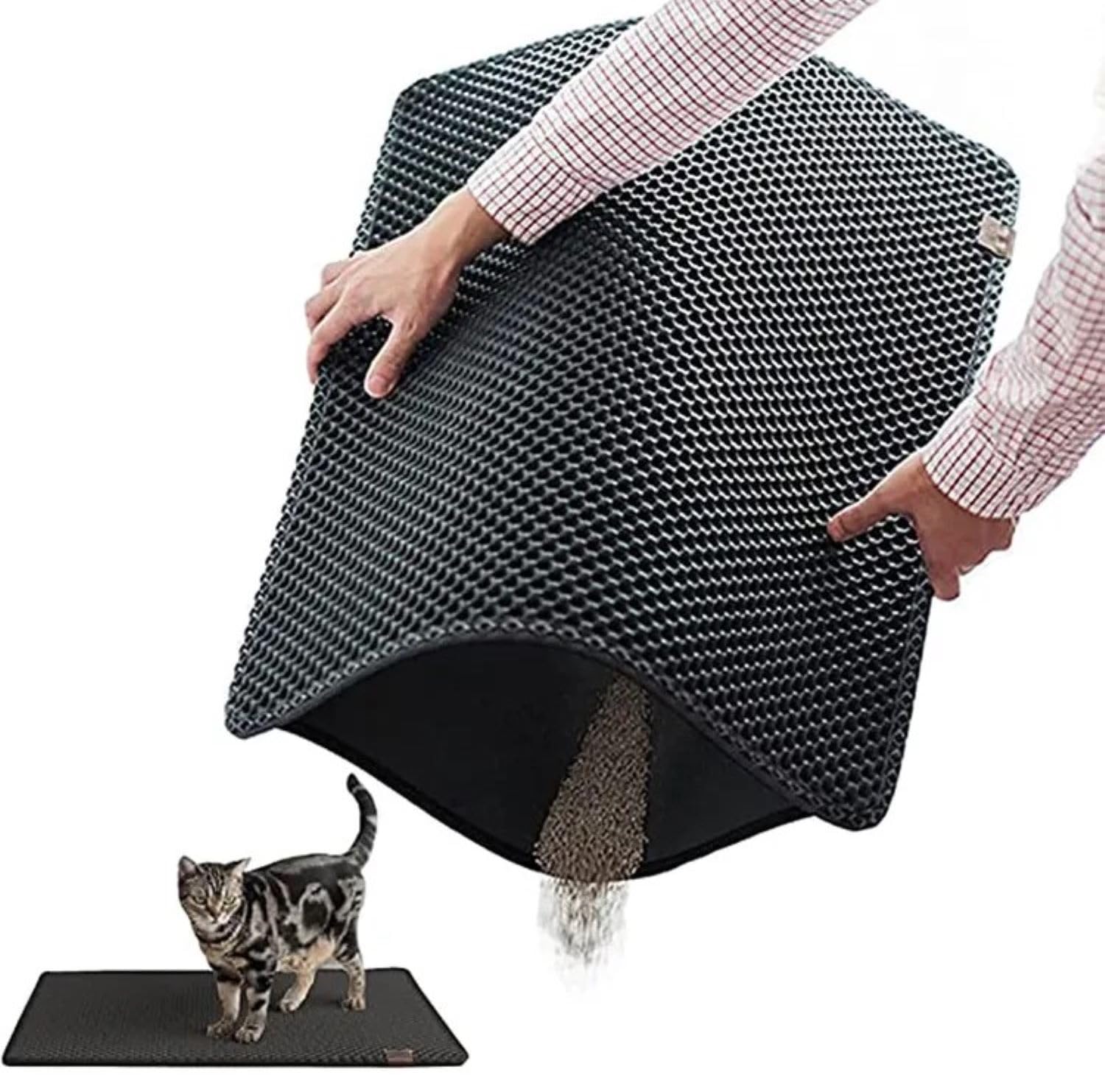 Busstier Elekli Kedi Tuvalet Önü Paspası, Kedi Kumu Paspası, Evcil Hayvan Hijyenine Özel Tasarım, Kolay Temizlenebilir ve Toz Tutucu