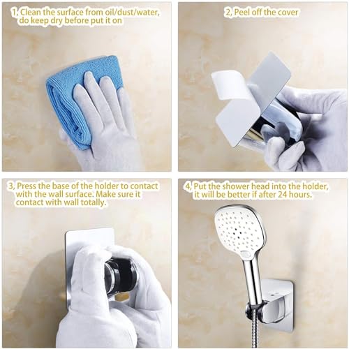 Orret Home Yapışkanlı Krom Duş Askısı,Banyo Ve Duşa Kabin İçin Yapışkanlı Mafsal,Duş Başlığı Tutucu