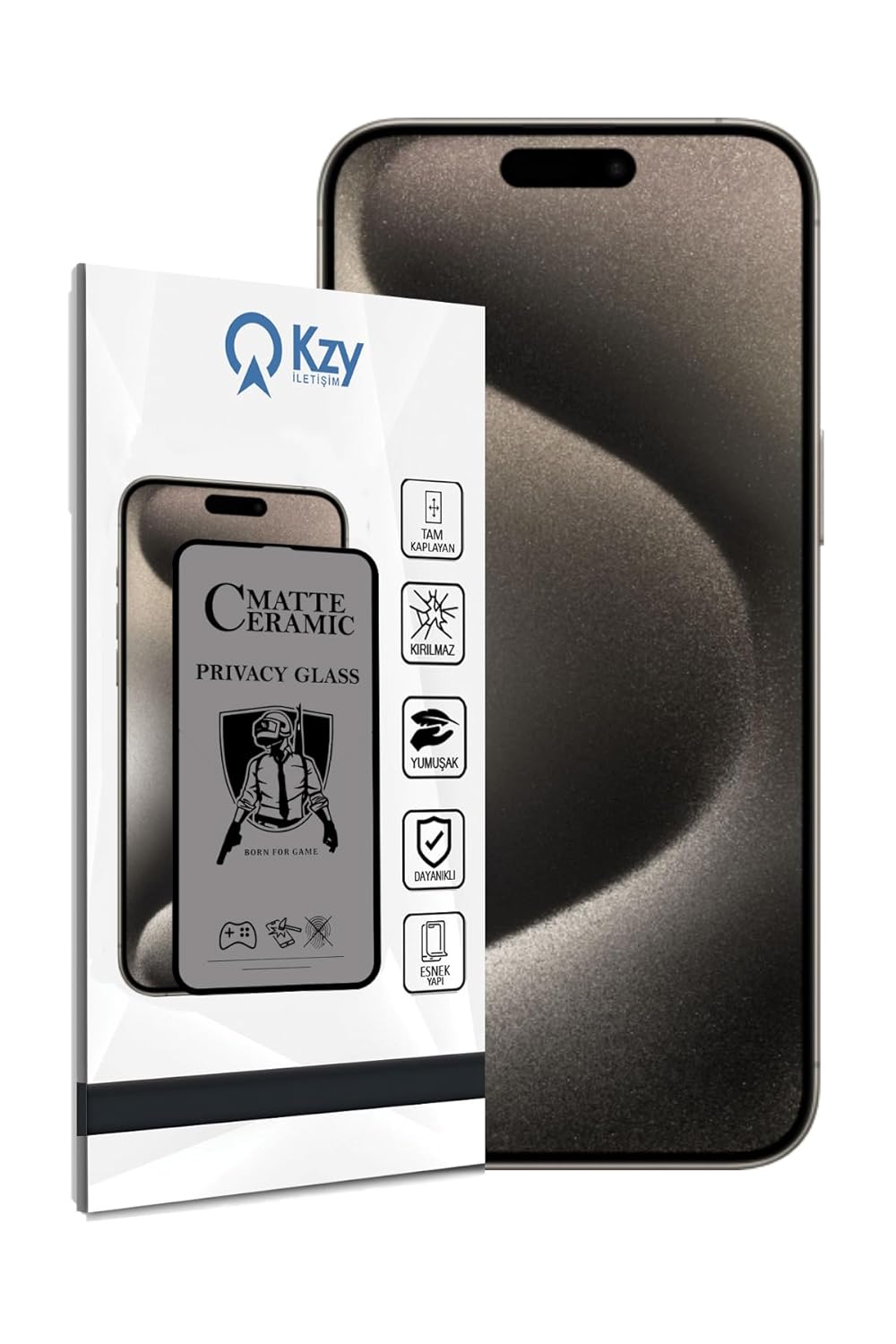 KZY İletişim Apple iPhone 15 Pro Max ile Uyumlu Tam Kaplayan Mat Seramik Nano Esnek Hayalet Ekran Koruyucu