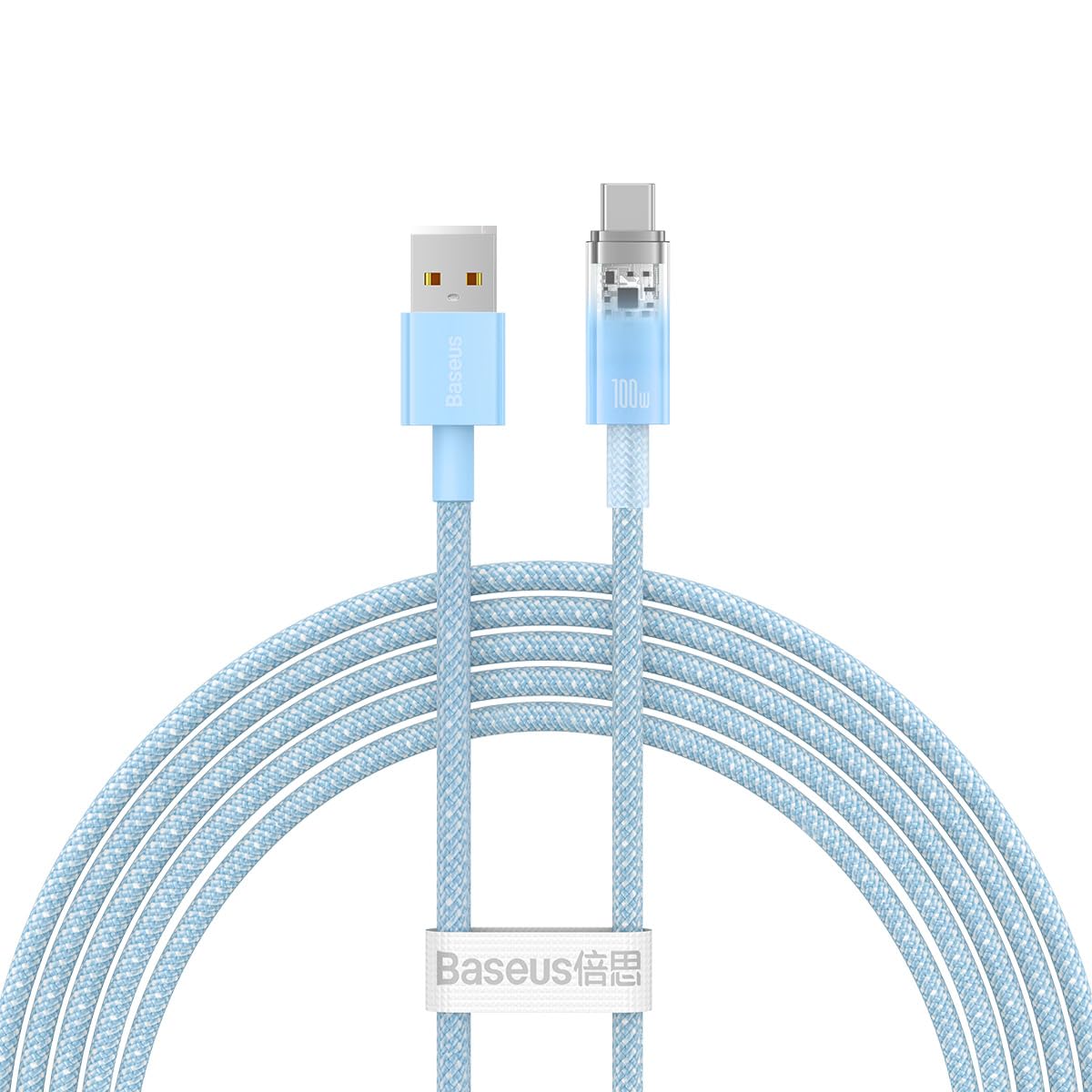 Baseus Explorer Serisi Hızlı Şarj Kablosu Akıllı Sıcaklık Kontrolü USB to Type-C 100W, 2m, Mavi