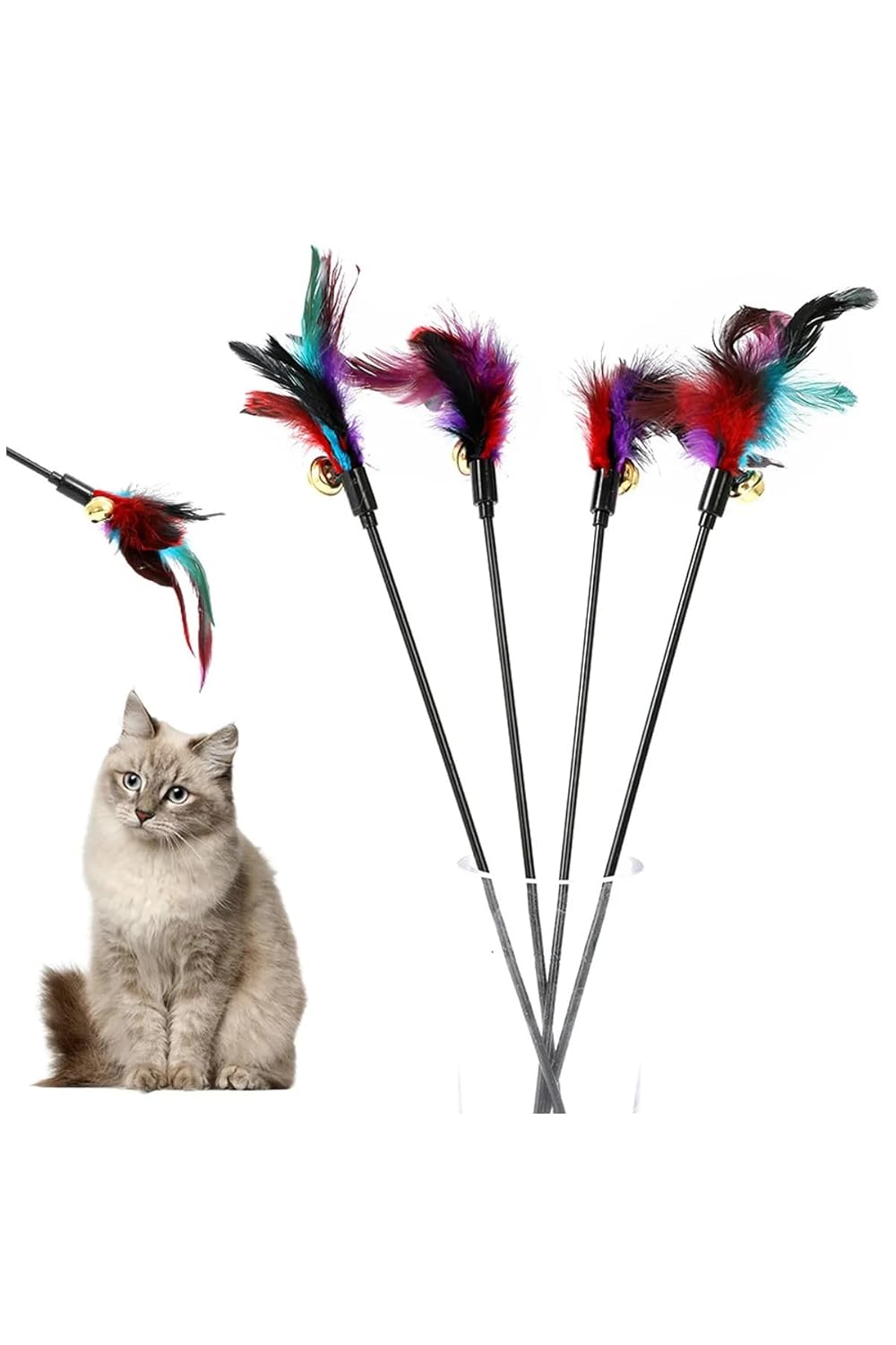 Luti Concept Çıngıraklı Tüylü Kedi Oyun Çubuğu, Evcil Hayvan Oyun Çubuğu, Kedi Eğlence Aktivite Oyuncağı Tüylü Zilli Çubuk