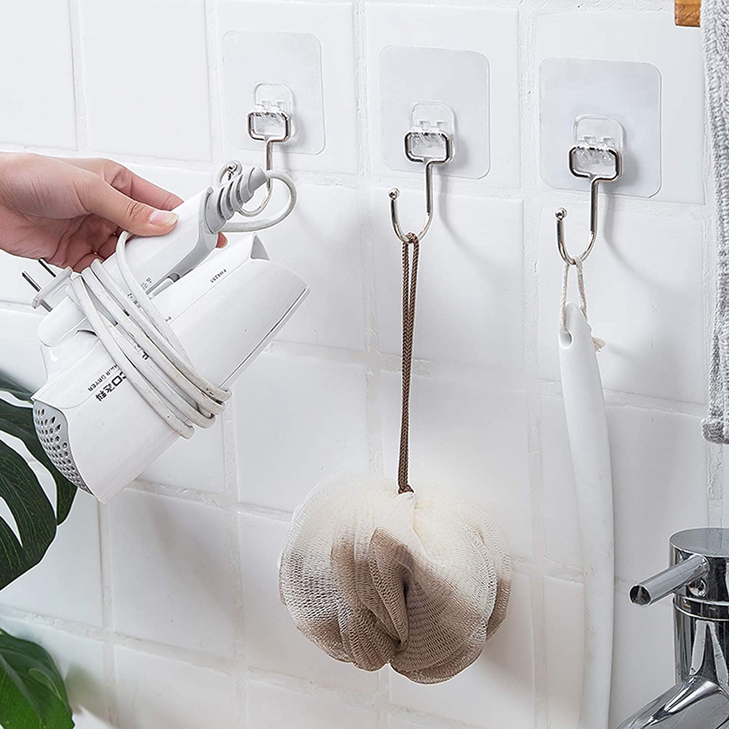Alper Banyo İçin Krom Güçlü Yapışkan Kancalar yapışkanlı Askılar mutfak ev Ofis Için Duvar Askıları (2 Adet Gönderilmektedir)