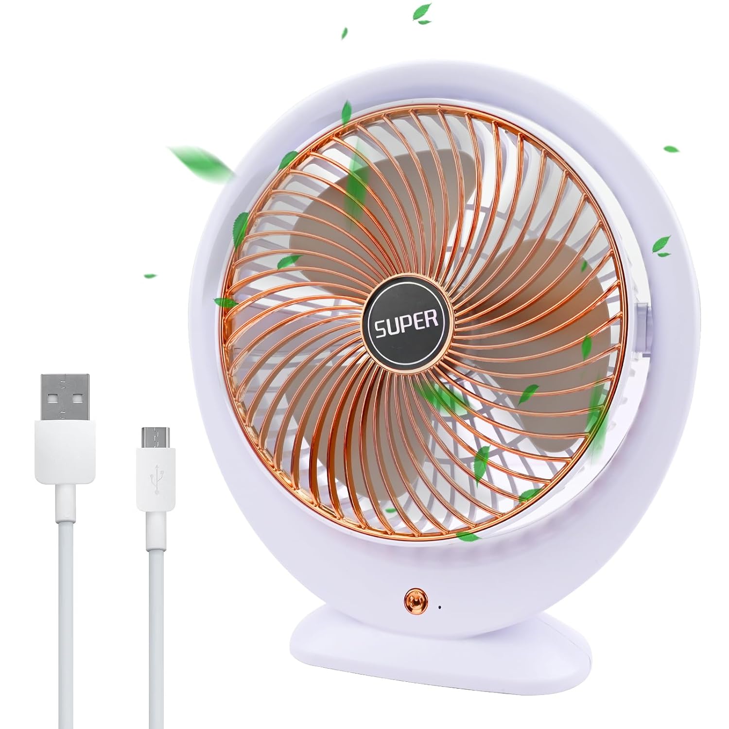 USB Masa Vantilatörü Elektrikli Mini Masa Vantilatörü 3 Hız Ayarlanabilir Güçlü Rüzgar 360 ° Döndürme Taşınabilir Masaüstü Fan Ofis Ev Yatak Odası Dış Mekan Kamp için Sessiz Soğutma Fanı (Altın B)