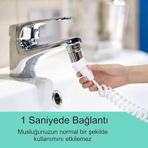 Valkyrie 4 Başlıklı Askılıklı Ağız Duşu Evrensel Musluk Uyumlu 3 Kademe Pil Şarj Hazne Derdi Yok