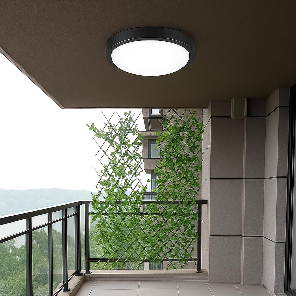 Artos 20W Yuvarlak Siyah LED Nemli Yer Armatürü – IP65 Su ve Toz Geçirmez, 6500K Beyaz Işık, 2000 Lümen, 22,2 cm x 7,6 cm, İç ve Dış Mekan Banyo Bahçe Balkon Tavan Duvar Aydınlatma Lambası