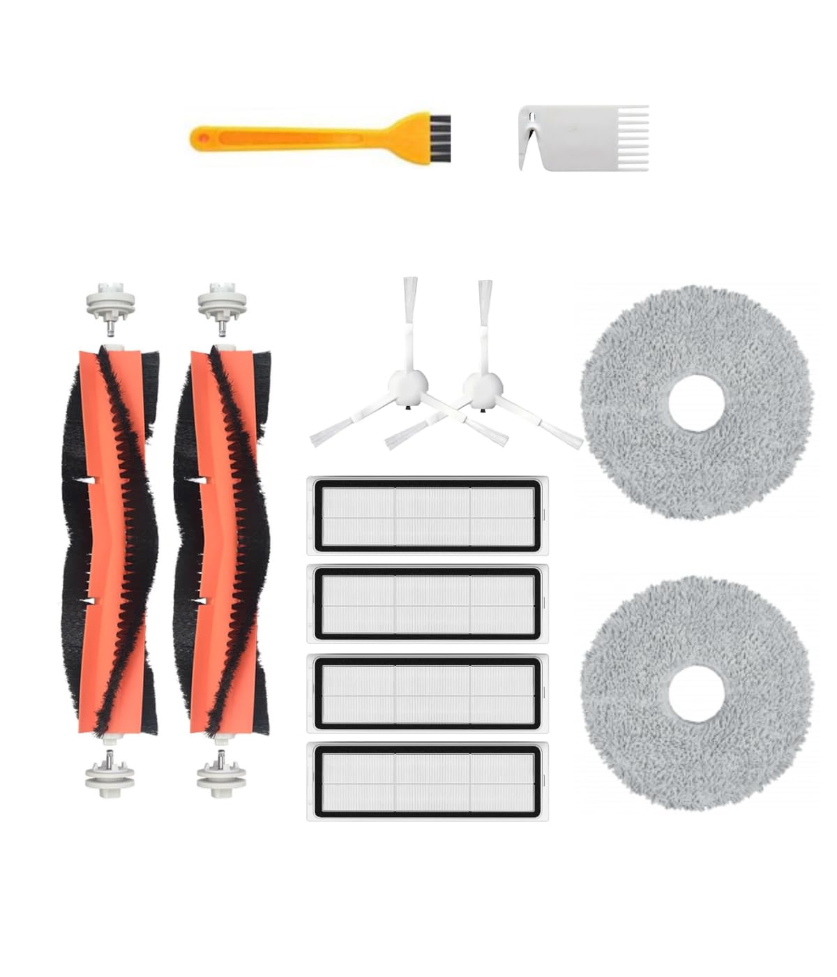 robotyedek, S10 Plus (S10T Değil) Xiaomi Uyumlu Yedek Fırça Hepa Filtre Mop Seti-12 Parça