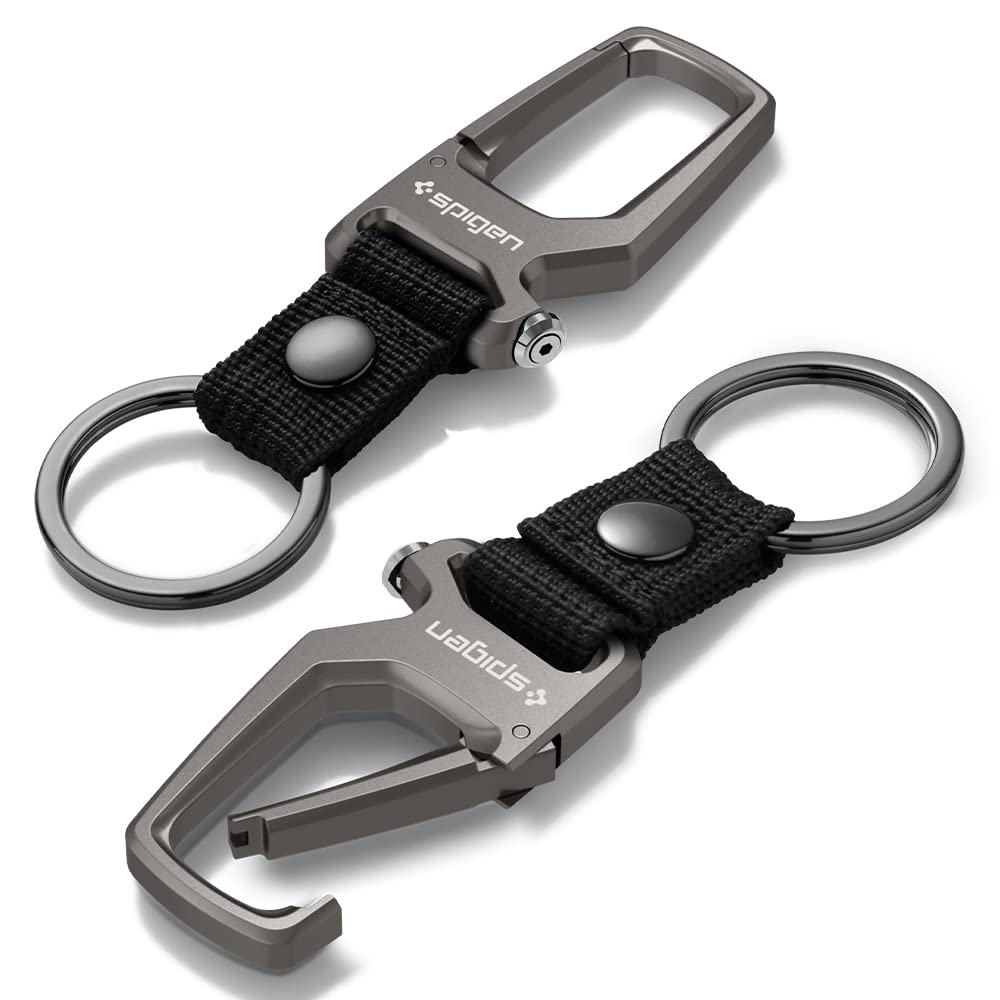 Spigen Carabiner Anahtarlık/Şişe Açacağı Klipsi Kancası Gunmetal (2 Adet) - AHP04505