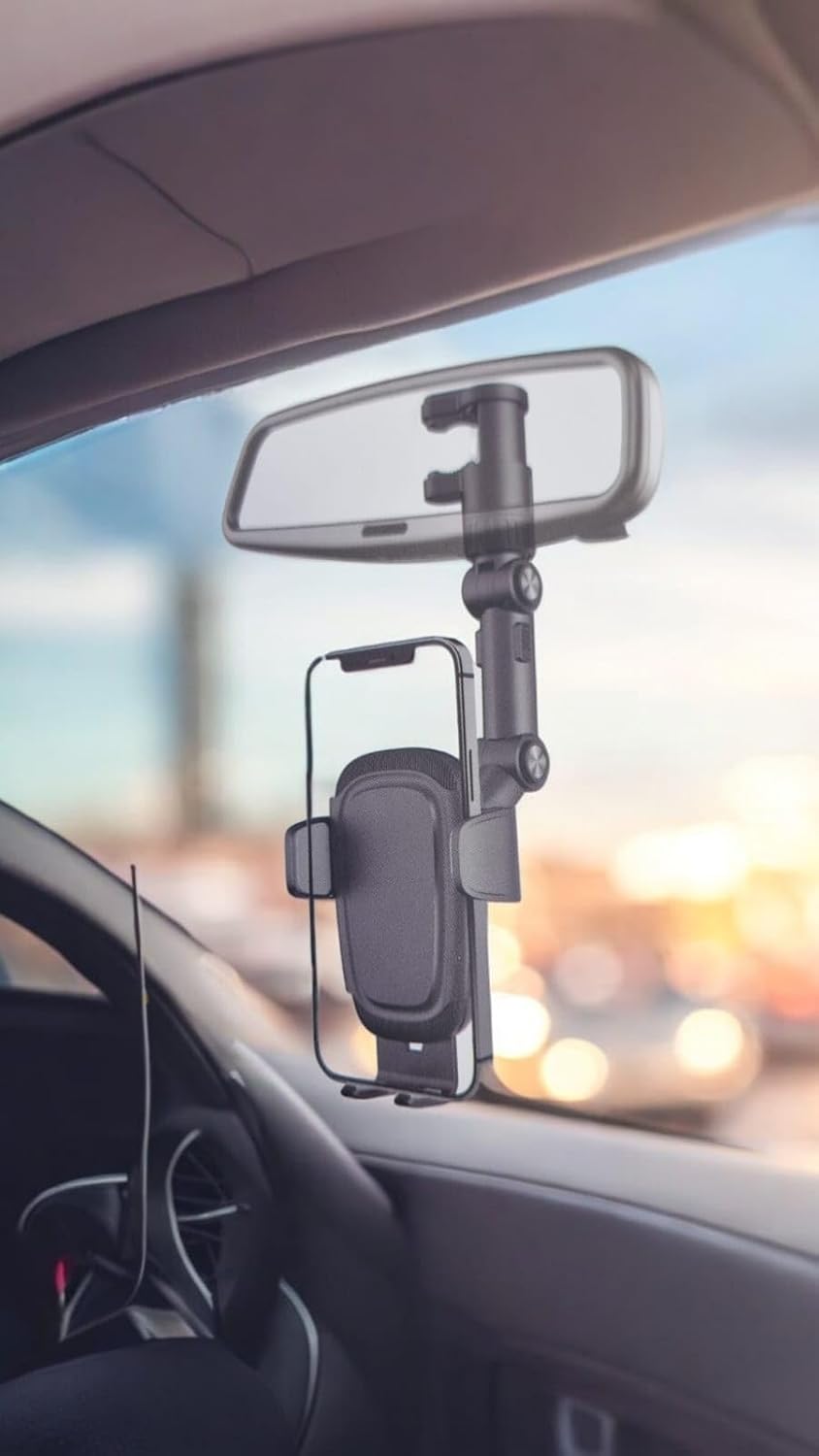 HEARTZ Dikiz Aynası Araç Cep Telefonu Tutucu, 360 derece dönebilen dikiz aynası cep telefonu tutucu, araba, çalışma masası, yatak için çok fonksiyonlu cep telefonu tutucu 0599