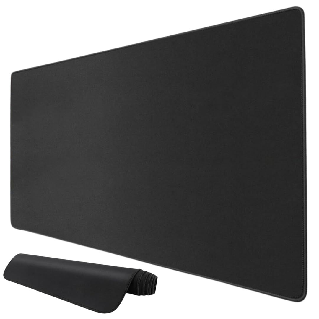 ADM PASS GROUP Fare altlığı, fare altlığı XXL 900 x 400 x 2 mm, oyun halısı, kaymaz kauçuk taban, mikrofiberli paspası, ofis aksesuarları (Siyah) (Siyah 900 mm x 400 mm)
