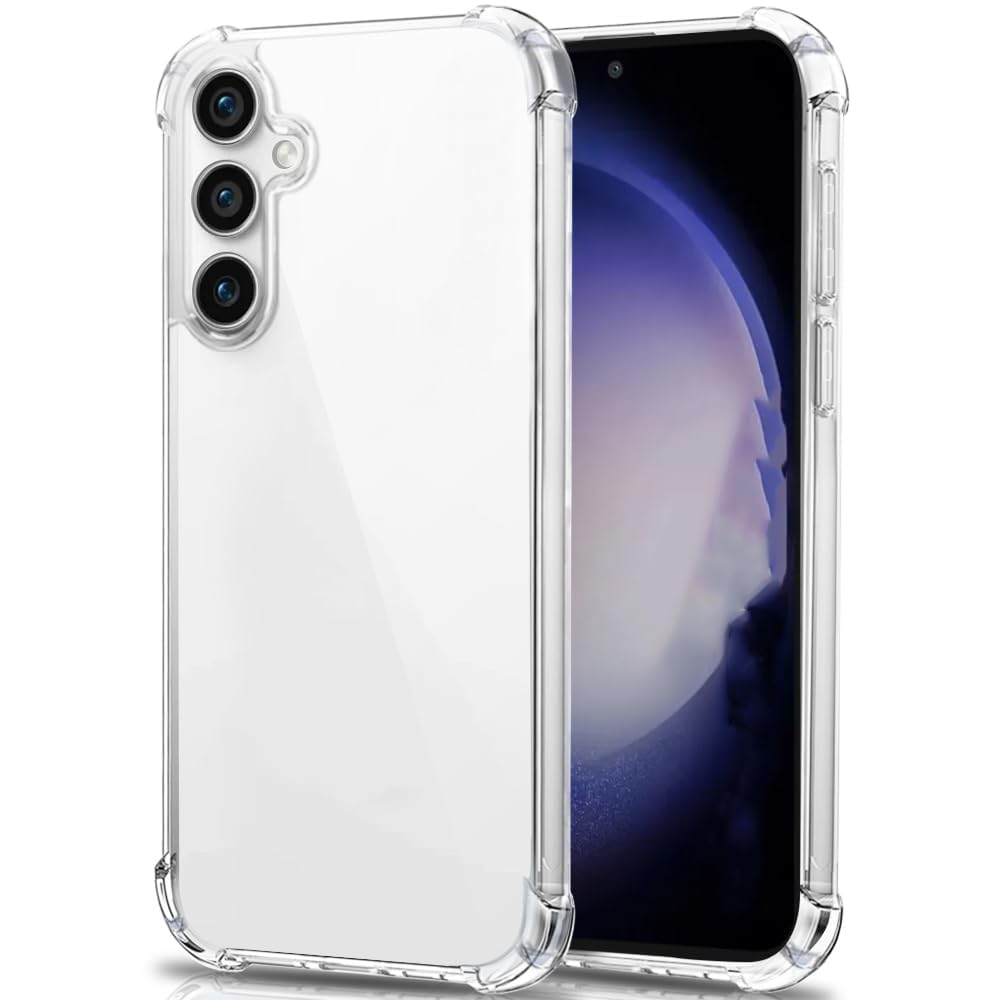 Merwish Samsung Galaxy S23 Fe Uyumlu Anti Shock Darbe Emici S23 Fe (6.4') Şeffaf Silikon TPU Clear Kılıf, Transparent Galaxy S23 Fe Anti Shock Kılıfı Şeffaf
