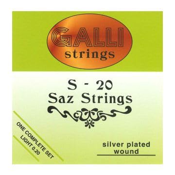 Corsaro Music Uzun boyunlu Saz/Baglama için Galli Saz Strings S-20 | İtalya'da üretilmiştir | Hafif 0.20 Ölçer | Gg - gd - Aaa tuning