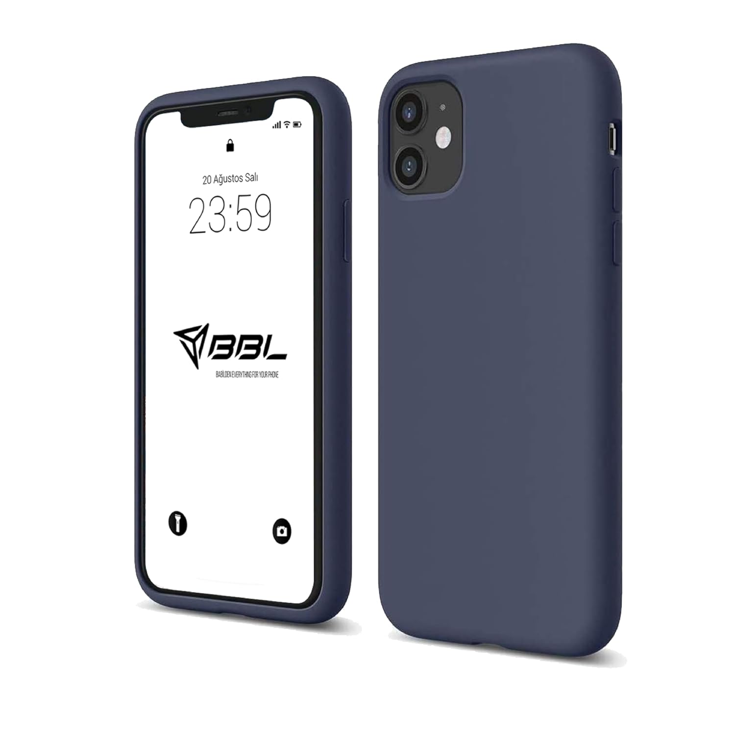 Babilden iPhone Kılıf İnce Sıvı Silikon 3 Katmanlı Tam Kaplamalı Yumuşak Jel Kauçuk Kılıf Kapak (Lacivert, iPhone 11)