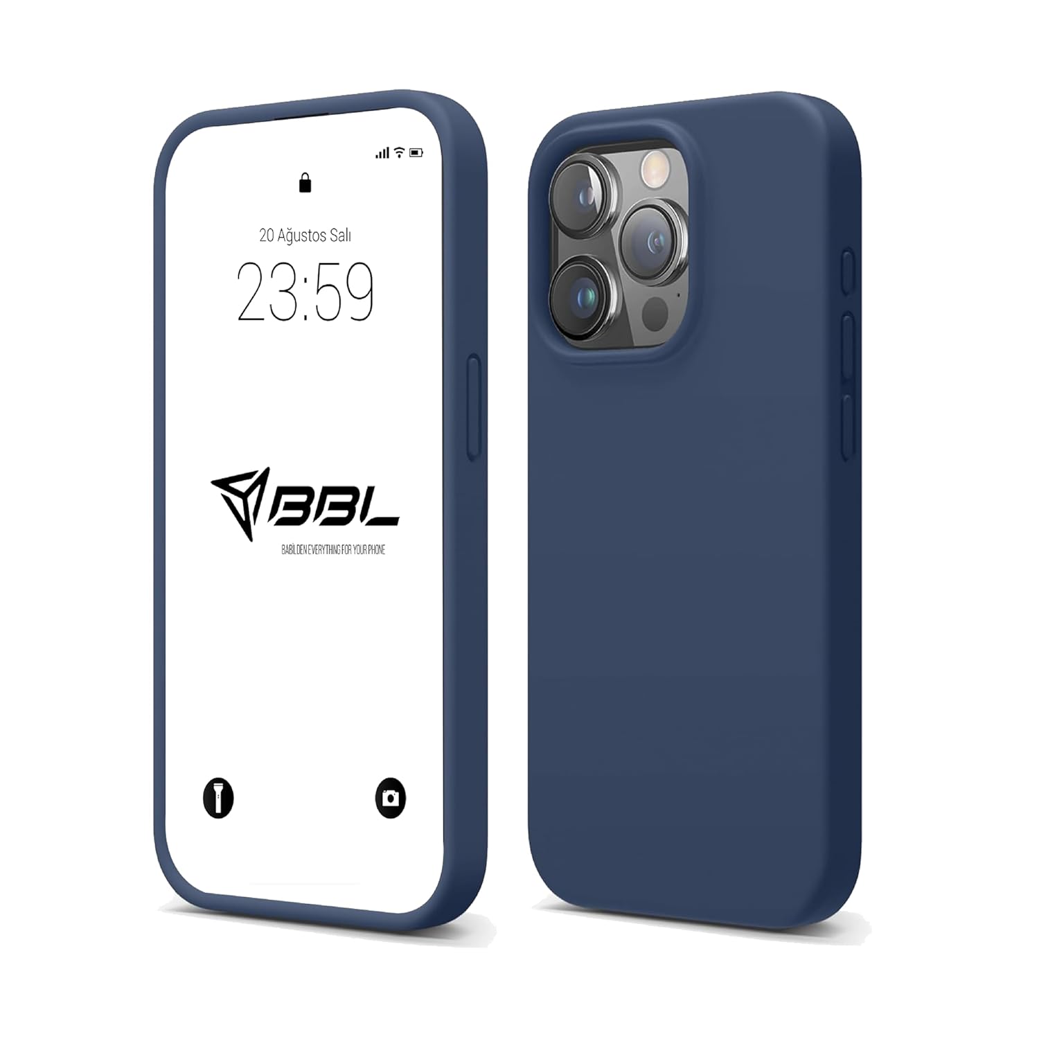 Babilden iPhone Kılıf İnce Sıvı Silikon 3 Katmanlı Tam Kaplamalı Yumuşak Jel Kauçuk Kılıf Kapak (Lacivert, iPhone 13 Pro Max)