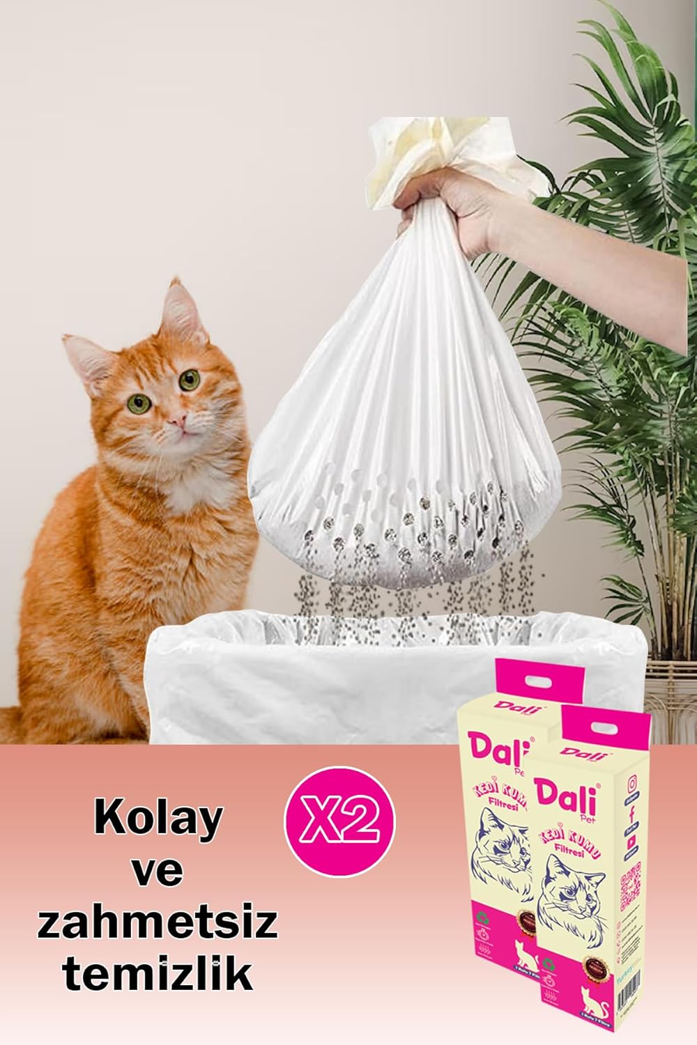 Dali Pet Kedi Kumu Filtresi, Elekli Filtre, Kokusuz – Kedi Tuvaleti Temizleme Filtresi, Kedi Bakım, Kolay ve Zahmetsiz Temizlik, Kapalı ve Açık Tuvaletler için Uyumludur, 2'Li Paket