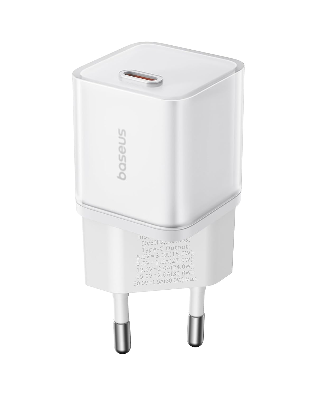 OS-Baseus GaN5S Hızlı Şarj Adaptörü 1C, 30W EU, Ay Beyazı