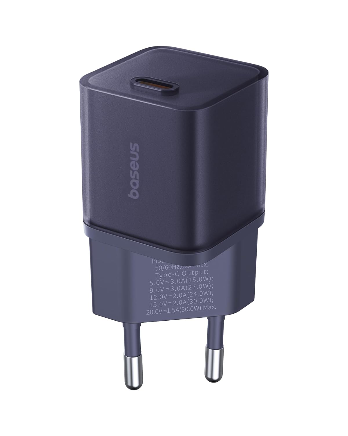 OS-Baseus GaN5S Hızlı Şarj Adaptörü 1C, 30W EU, Mor