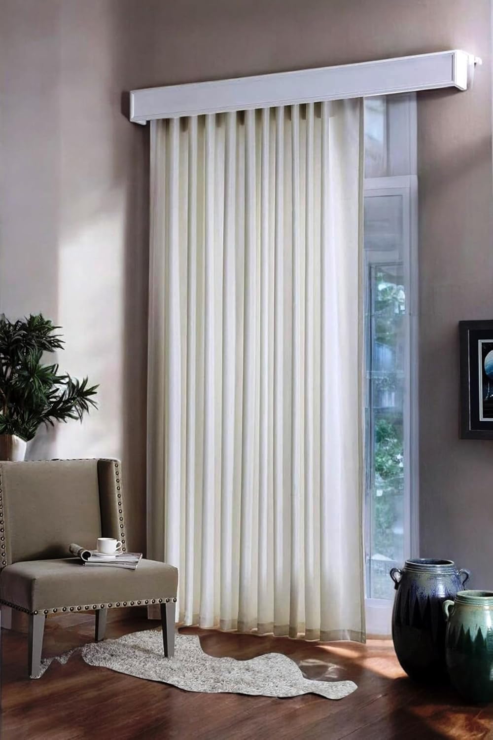Hazır Saten Güneşlik Perde Ekru Renk (300x260cm)