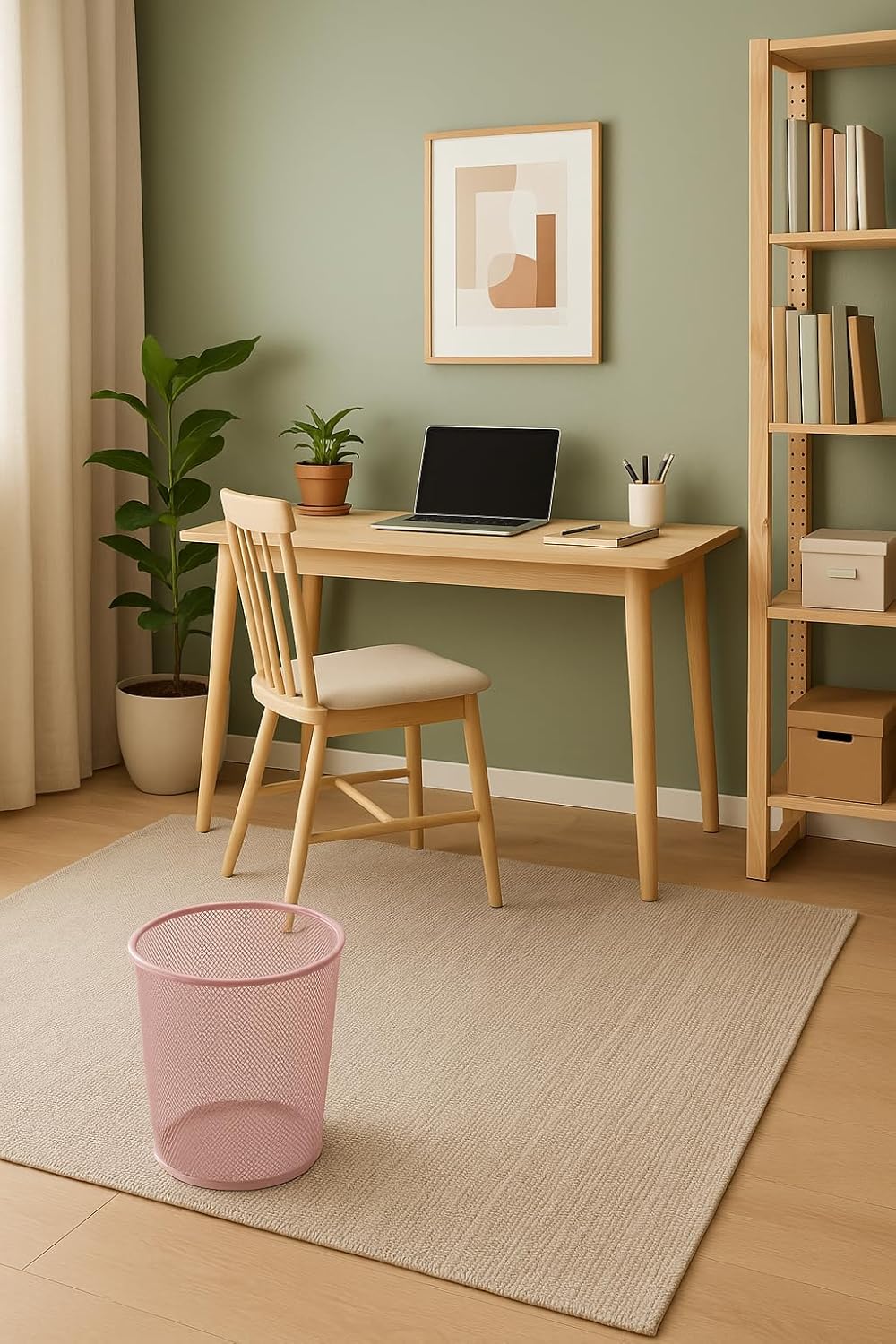 Need Tam Delikli Metal Fileli Toz Pembe Çöp Kovası - ND-1044