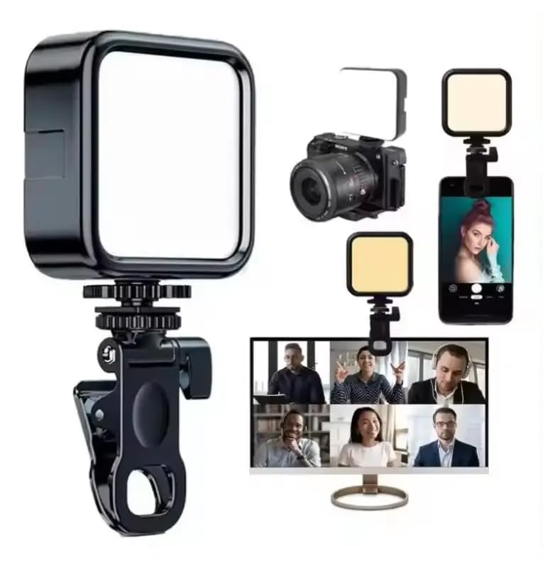 Coverzone Cep Telefonu Dolgu Işığı, Canlı Yayın Için Mini Taşınabilir Kısılabilir Yüksek Parlaklık Dolgu Işığı Selfie Işık Paneli, Kıskaçlı Telefon ve Notebook Tutucu, YouTuber Yayıncı Işığı AY-49