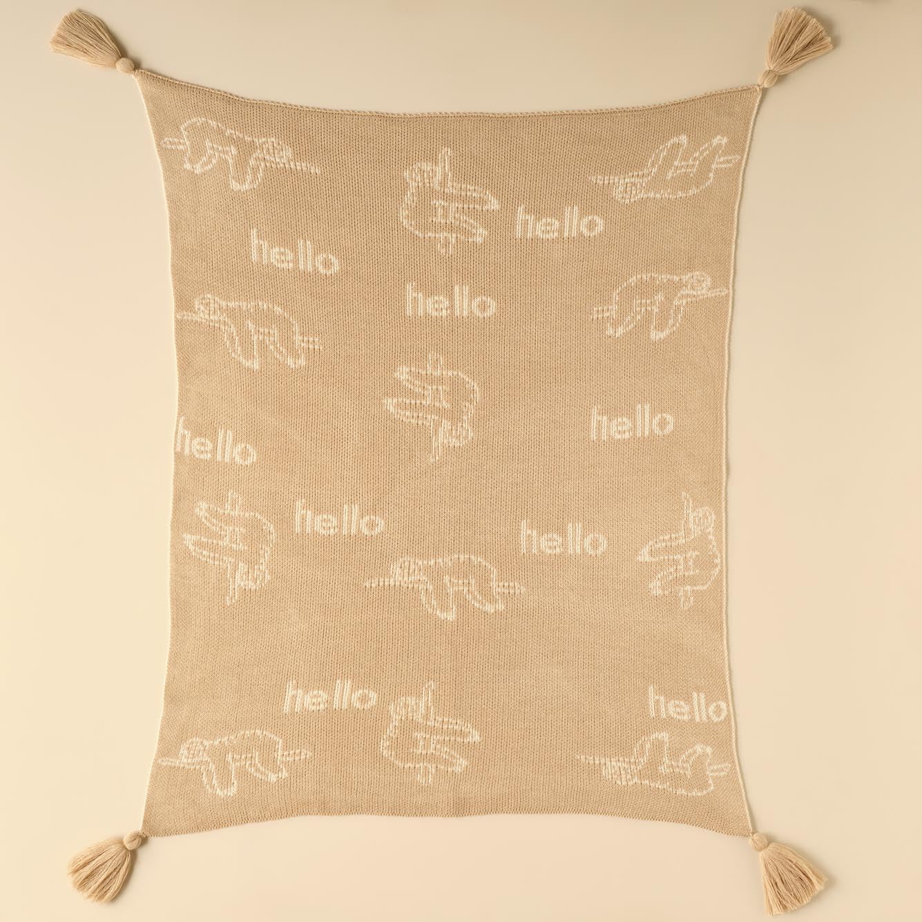 BELLA MAISON Sloth Hayvan Baskılı%100 Akrilik Battaniye, Bej, 100x120 cm