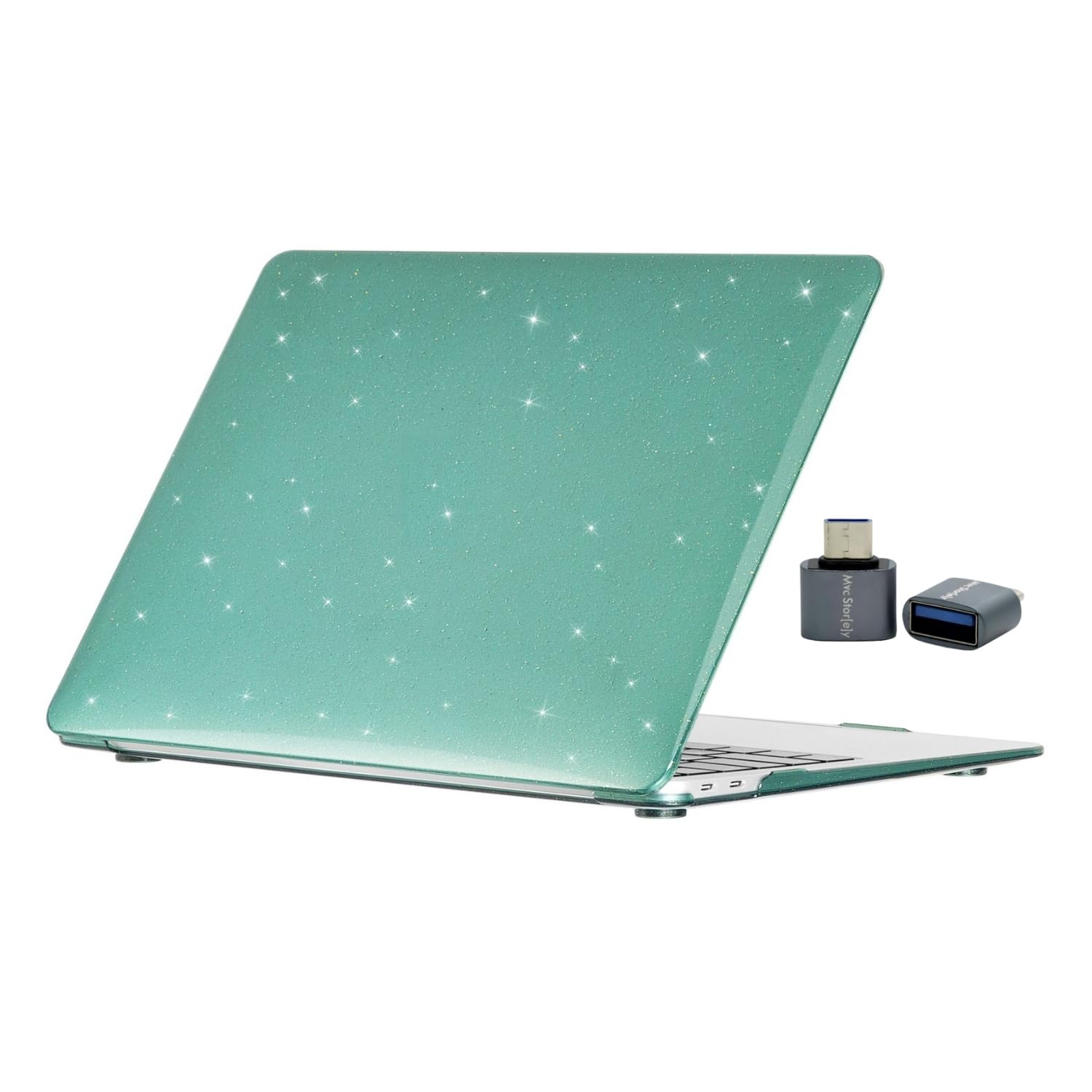 McStorey MacBook Air M1 Kılıfı 13.3 İnç A2337 A2179 A1932 Uyumlu Şeffaf Simli Kristal Parlak Sert Ka