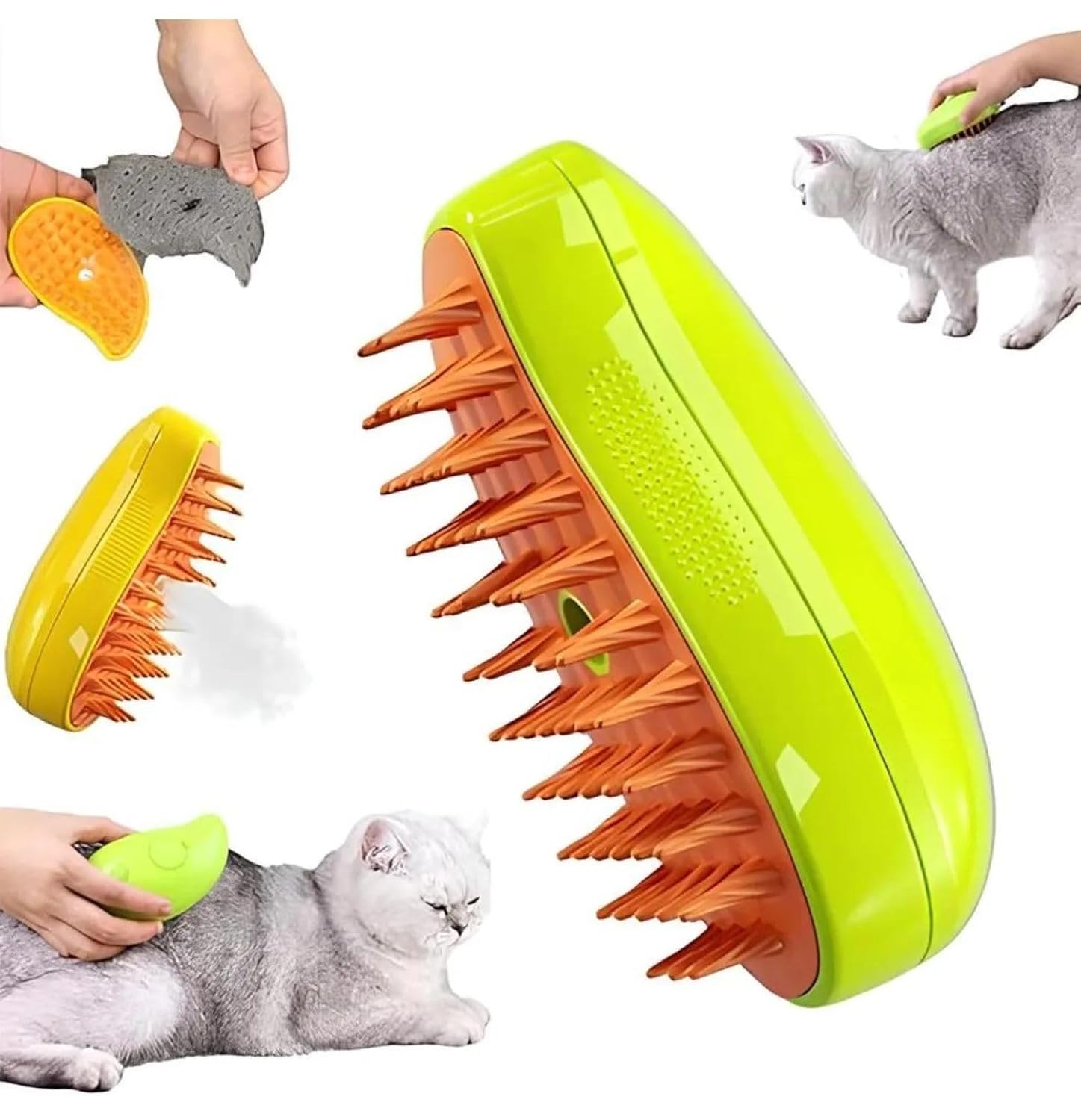 Busstier Buharlı Kedi Ve Köpek Tarağı, Yumuşak Silikon Başlıklı, Kedi Köpek Yıkama Fırçası