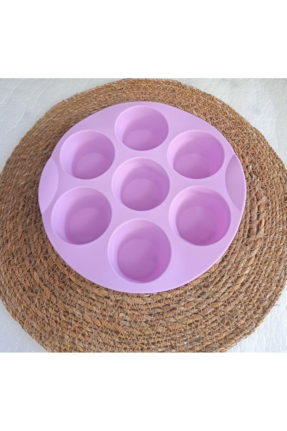 Silikon Yuvarlak Muffin 7 Li Kek Kalıbı Tartolet Kalıbı Mor