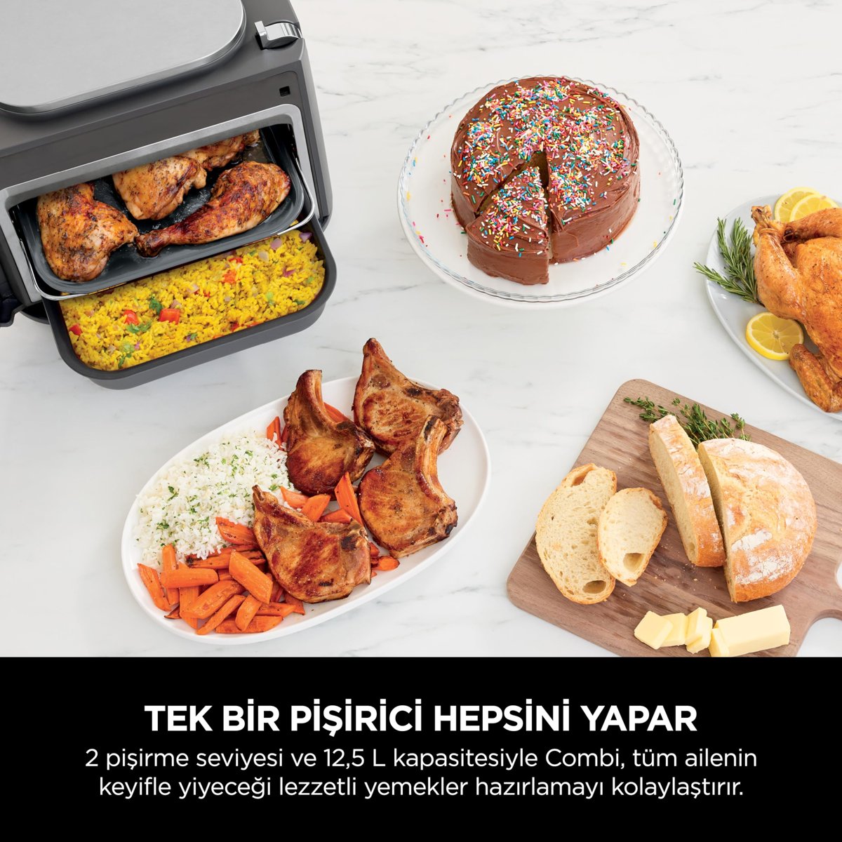 Ninja Combi All-in-One Multicooker, Fırın ve Az Yağlı Pişirici 12,5 L SFP700EU