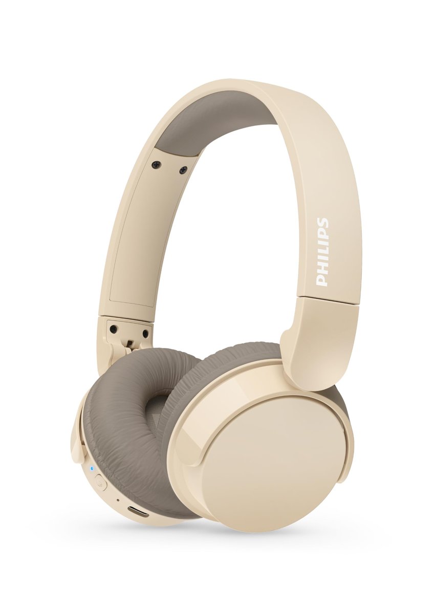 Philips TAH3209BG hafif kulak üstü kablosuz Bluetooth kulaklık, pasif gürültü yalıtımlı, 25 saat çalma süresi, net çağrılar, dinamik bas, 2 saat USB-C şarjı - bej