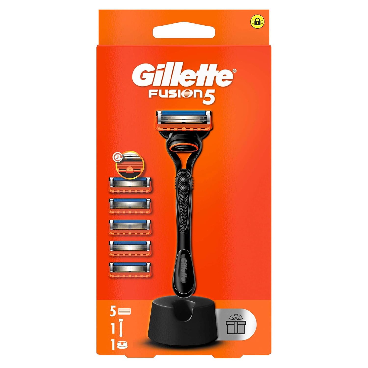 Gillette Fusion Tıraş Makinesi + 5 Adet Yedek Tıraş Bıçağı + Premium Stand Hediyeli Paket