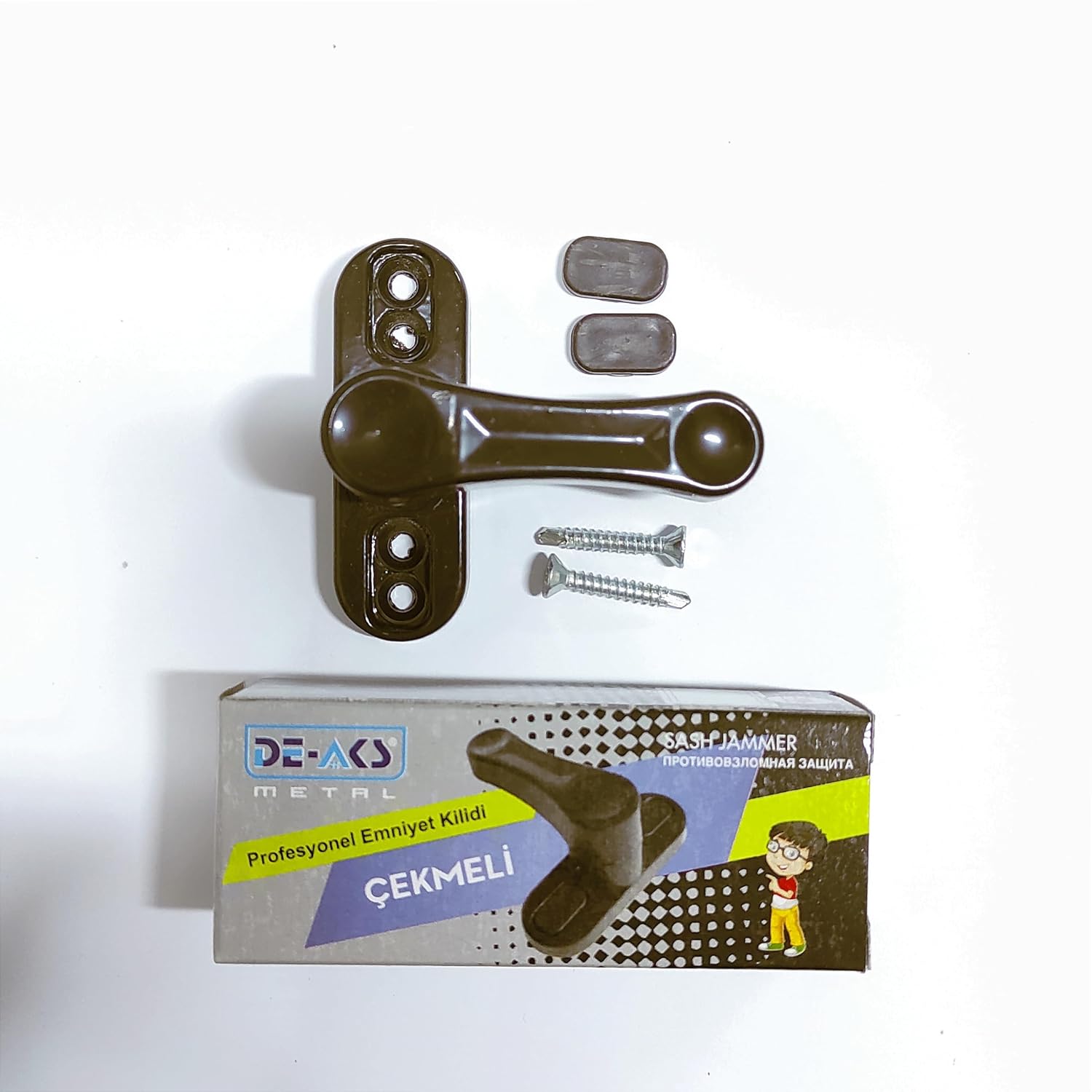 Pvc Pencere Metal Çekmeli Çocuk Emniyet Mandalı Güvenlik Kilidi (1, Koyu Kahve)