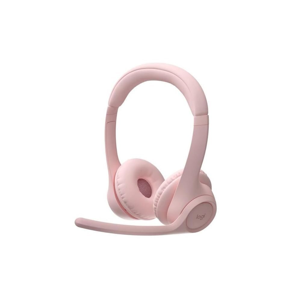 Logitech Zone 300 kablosuz Bluetooth mikrofonlu kulaklık, gürültü azaltma dahil, Windows, Mac, Chrome, Linux, iOS, iPadOS, Android ile uyumlu, pembe