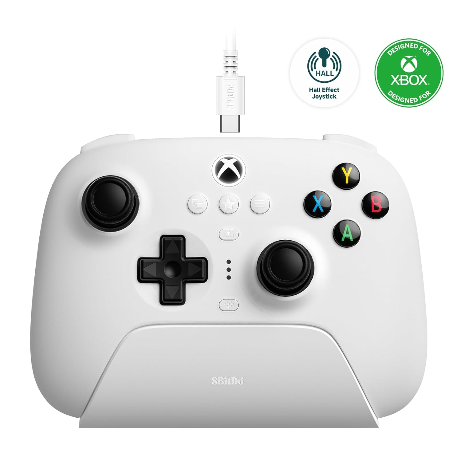8Bitdo Ultimate 3-Mode Controller, Hall Effect Joysticks, Pro Back Buttons, Wired Only for Xbox Series X|S & Xbox One, Compatibility with Apple, Windows & Android, Officially Licensed (White)