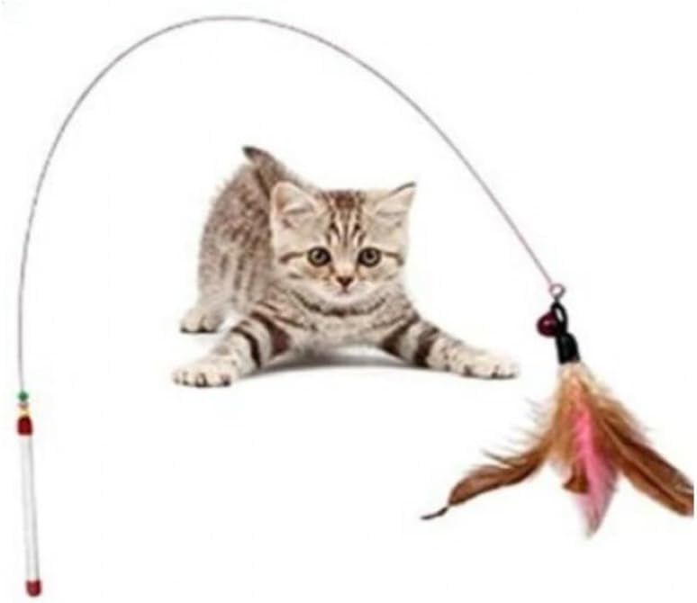 emey e-ticaret Kedi Oyun Oltası,Kedi Oltası Elastik Tüylü Çanlı Ponponlu Peluş Kedi Oyuncağı (tüylü)