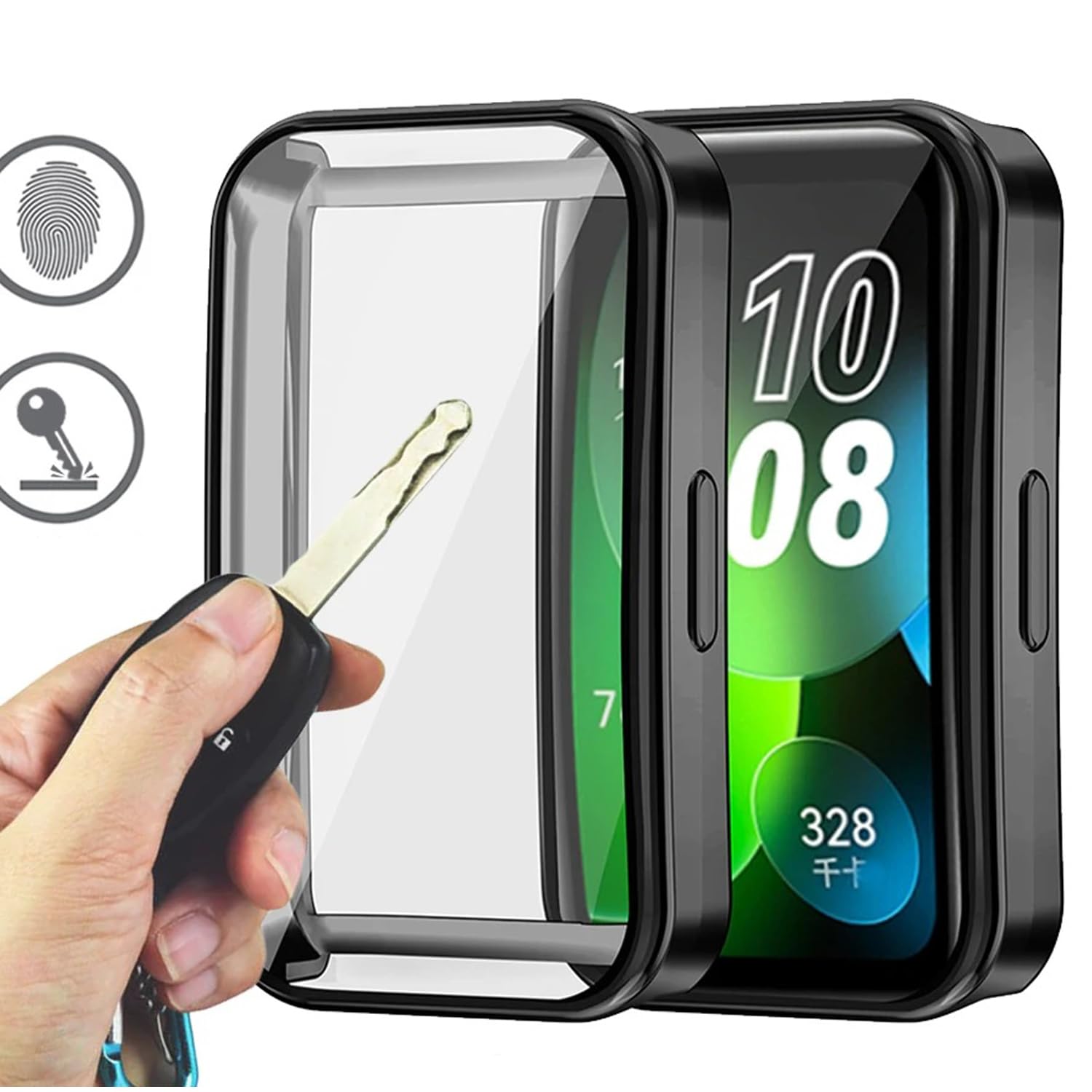 Coverzone Samsung Galaxy Fit3 ile uyumlu Silikon Kasa Ekran Koruyucu 360 Tam Kapatan Çerceve PC Kasa Koruma Silikon Çerçeve (Siyah)