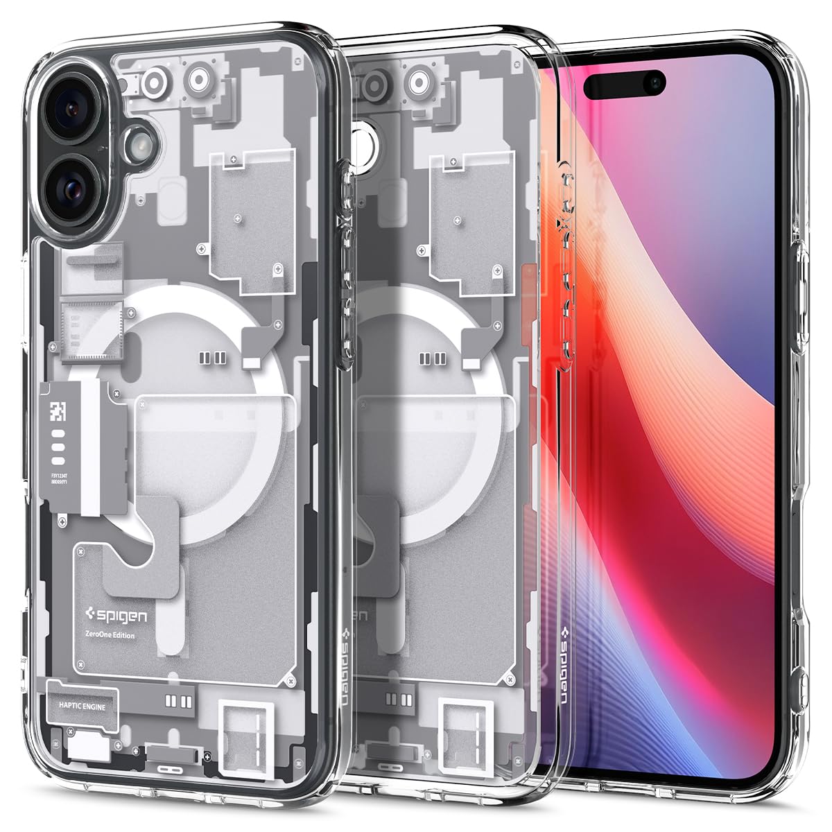 Spigen iPhone 16 Plus ile uyumlu ince MagSafe Kılıf Ultra Hybrid Sararma Karşıtı DuraClear Hava Kanalı Teknolojisi Askeri Sınıf Koruma MagFit Zero One White Tasarım Kapak - ACS08079