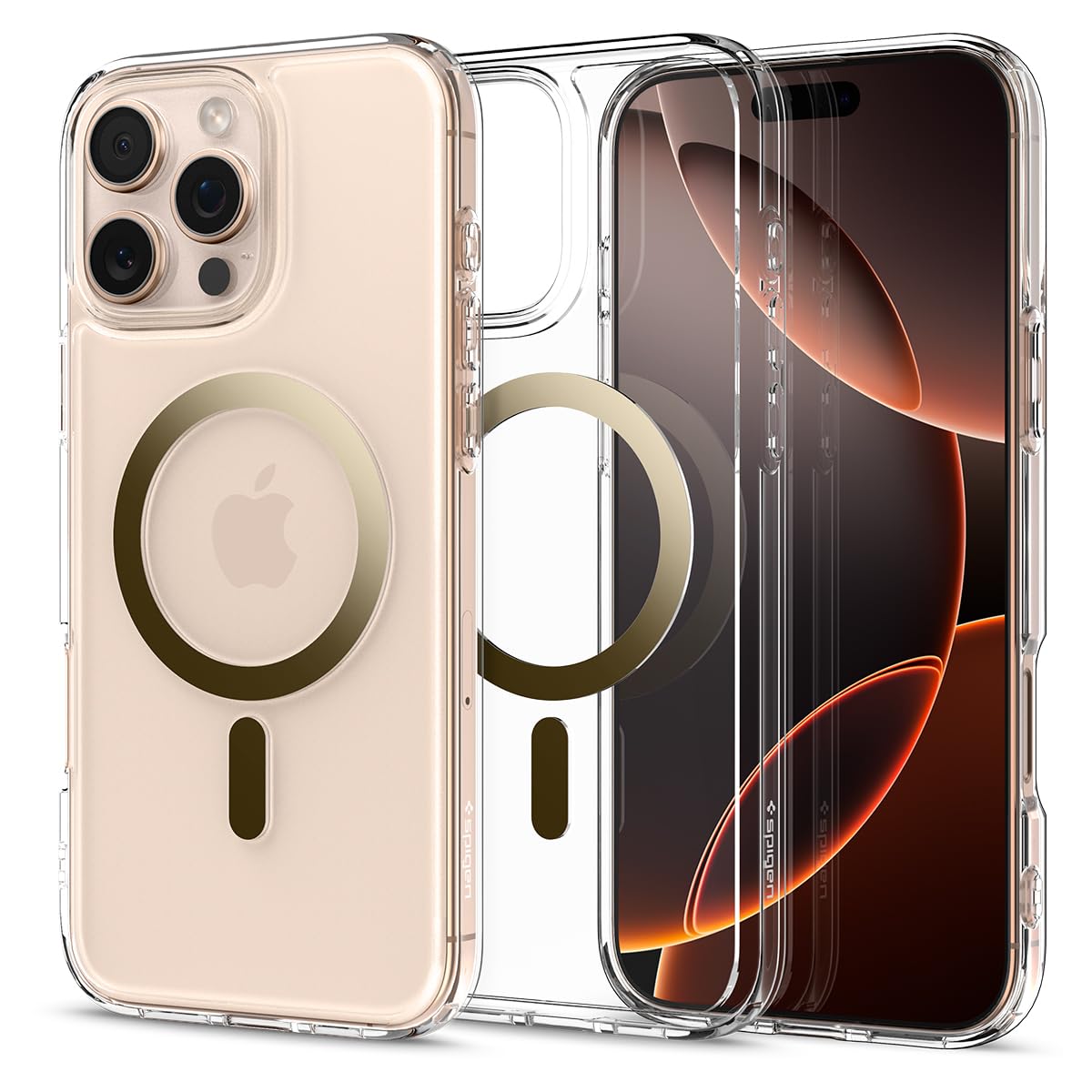 Spigen iPhone 16 Pro ile uyumlu ince MagSafe Kılıf Ultra Hybrid Sararma Karşıtı DuraClear Hava Kanalı Teknolojisi Askeri Sınıf Koruma MagFit Gold Şeffaf Kapak - ACS08132