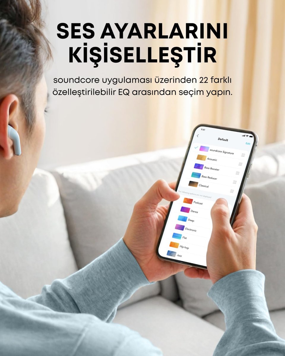 soundcore K20i by Anker, Yarı Kulak İçi Kulaklıklar, Bluetooth Kablosuz, 36H Çalma Süresi, Hızlı Şarj, Net Ses, Rahat Uyum, ENC 2-Mic Temizle Aramalar, Özel EQ, IPX5, Bluetooth 5.3, Uygulama Kontrolü