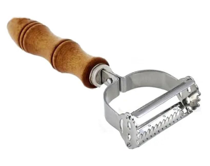 MyBru Pratik Paslanmaz Çelik Ahşap Saplı Çift Jülyen Patates Meyve ve Sebze Soyucu Soyacak