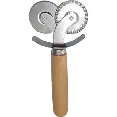 MyBru Paslanmaz Çelik Çift Başlı Ahşap Saplı Pizza ve Hamur Kesici