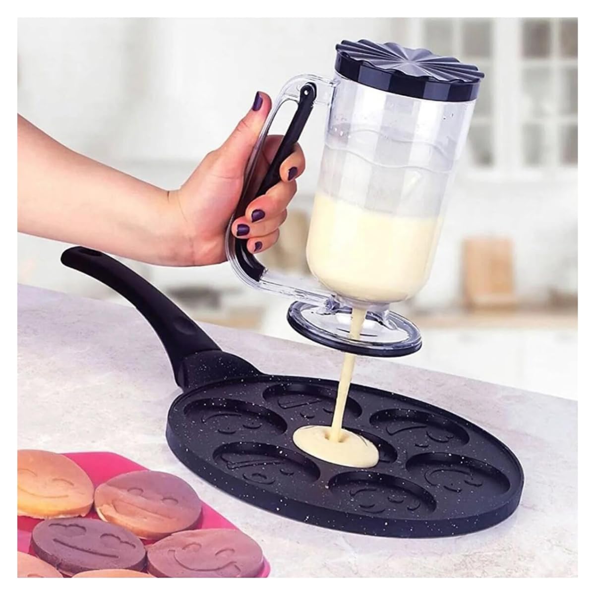 Pankek Dağıtıcı Hamur Porsiyonlayıcı Şekillendirici 900 ml Dökme Aparatı Kek Pankek Hamur Mutfak Kullanımı