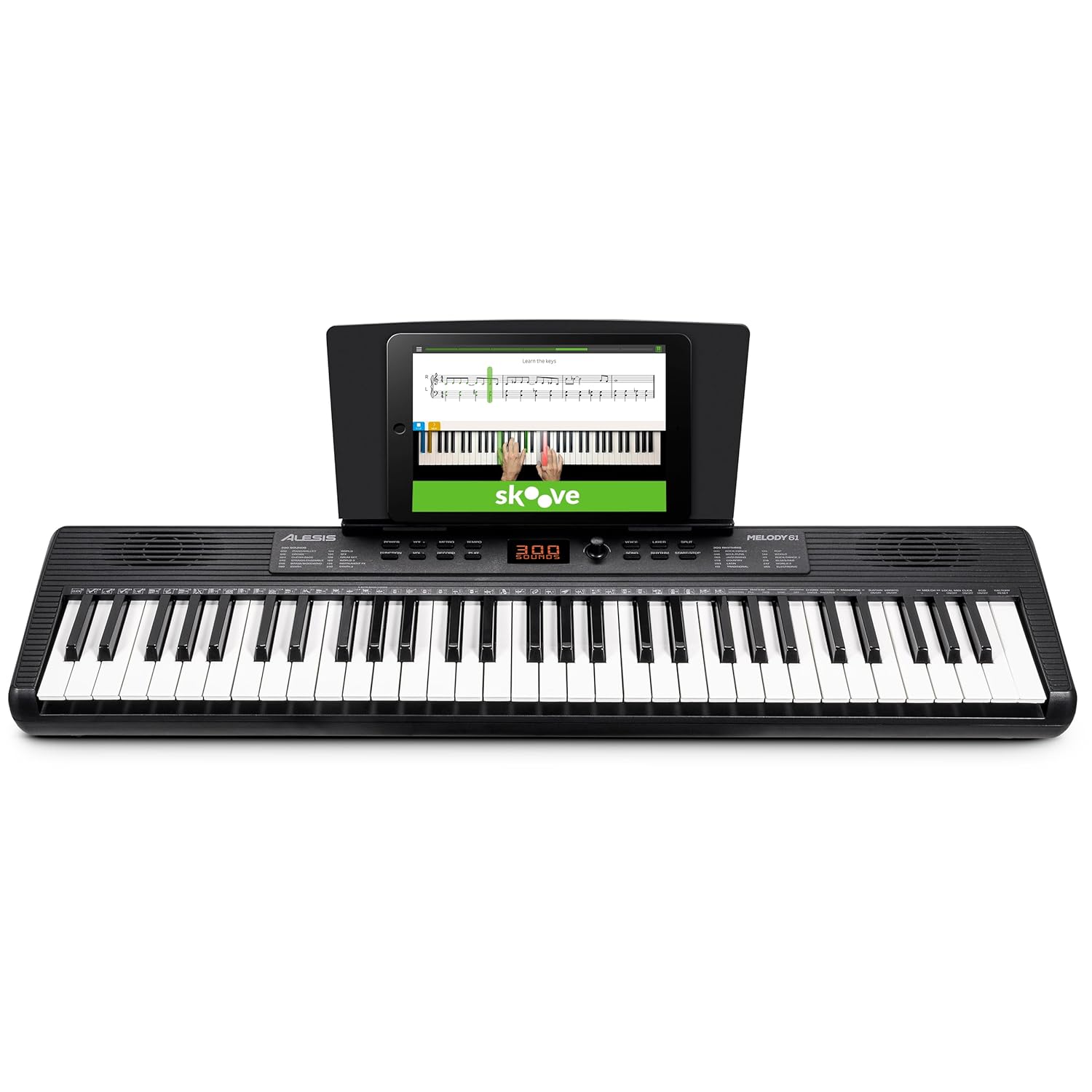 Alesis Melody 61 Başlangıç Seviyesi Piyano Elektronik Org Klavye, 61 Tuş, Hoparlör, Tablet/Nota Standı, 300 Ses ve Müzik Dersleri ile Birlikte