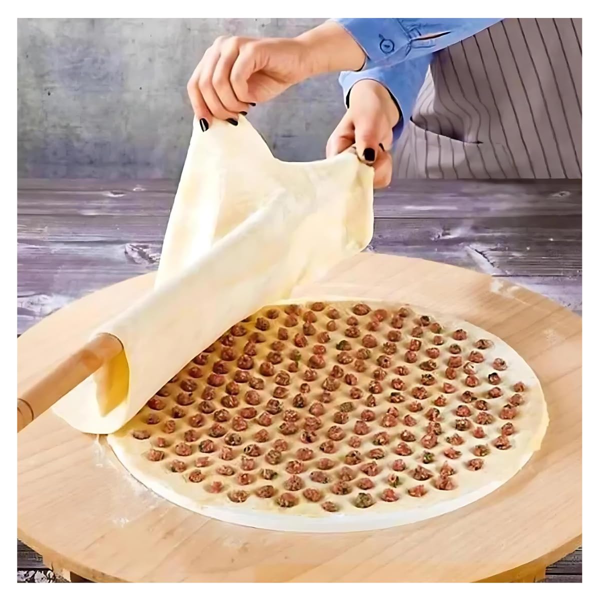 Petek Tasarımlı Mantı Kalıbı Pratik Kolay 61 Bölmeli Mantı Yapma Kalıbı Aleti Küçük 27 Cm