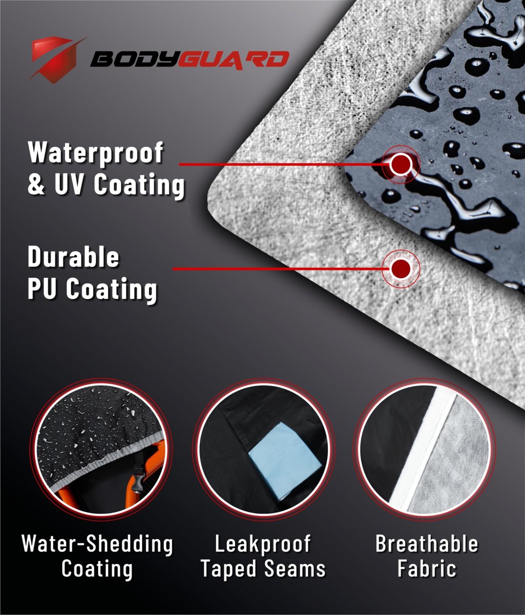 BODYGARD Motosiklet Brandası Su Geçirmez Motor Branda - SIYAH (LARGE TOPBOX)